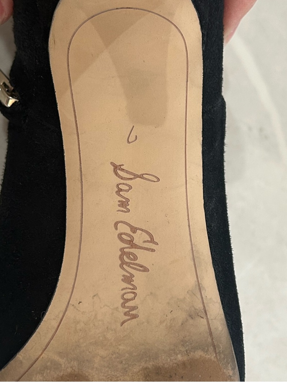 Sam Edelman Black Suede Pointed Ankle Booties - Picture 2 of 8